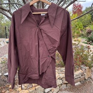 Women’s Brown Wrap/Twist Shirt